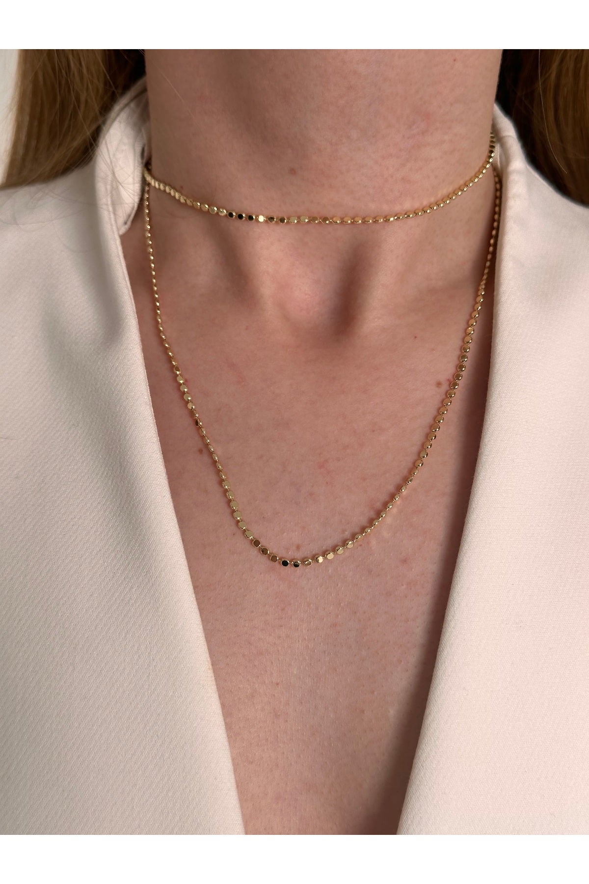 Çelik üzeri altın kaplama 70 cm ezme zincir