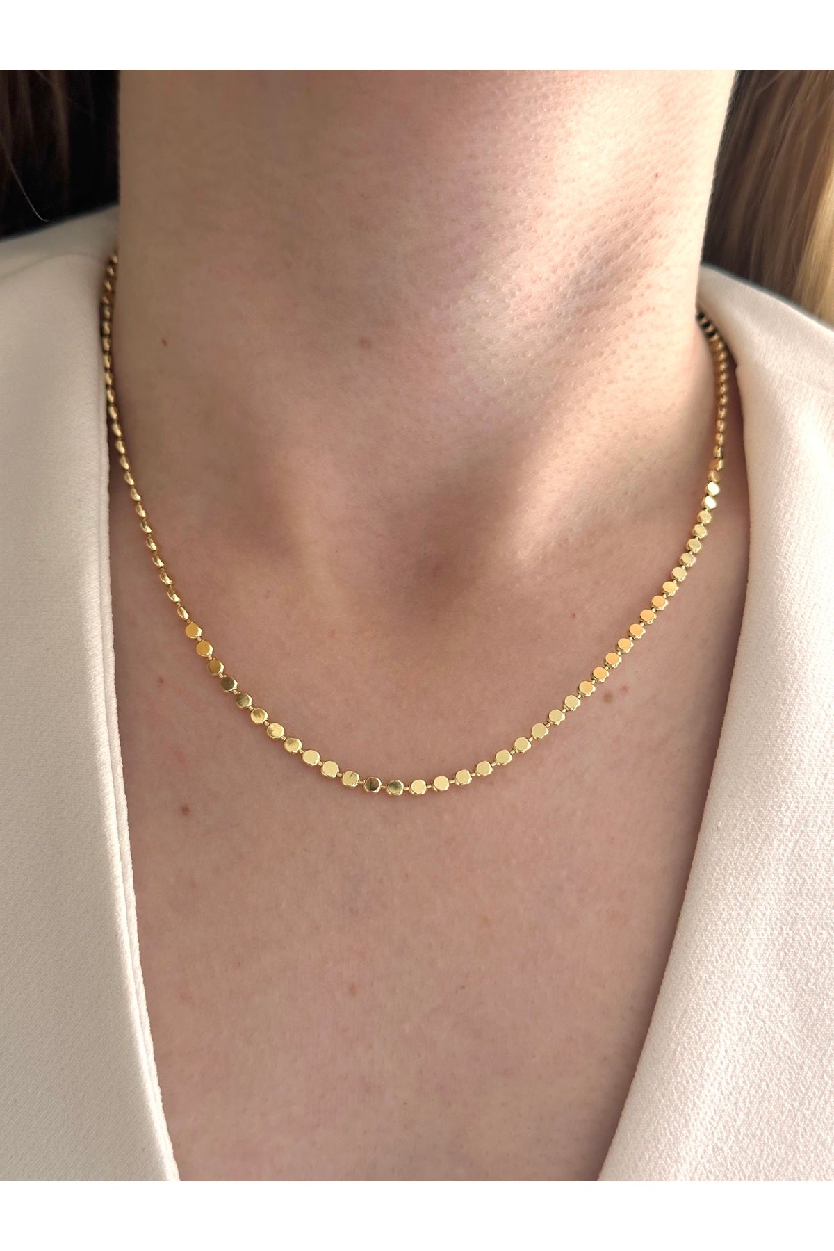 Çelik üzeri altın kaplama 45 cm ezme zincir