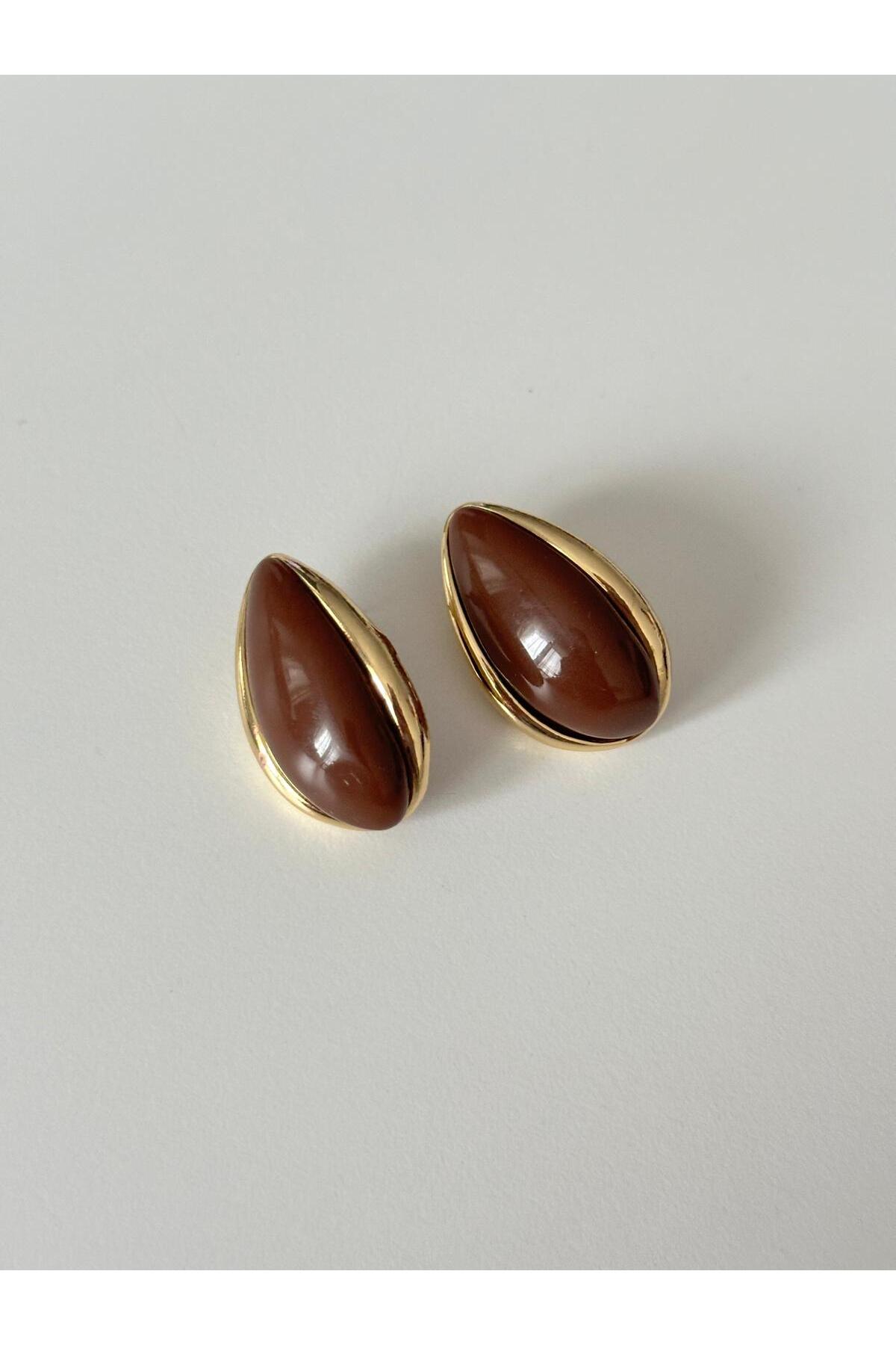 14K Çelik Üzeri Altın Kaplama Simetrik Kemik Küpe