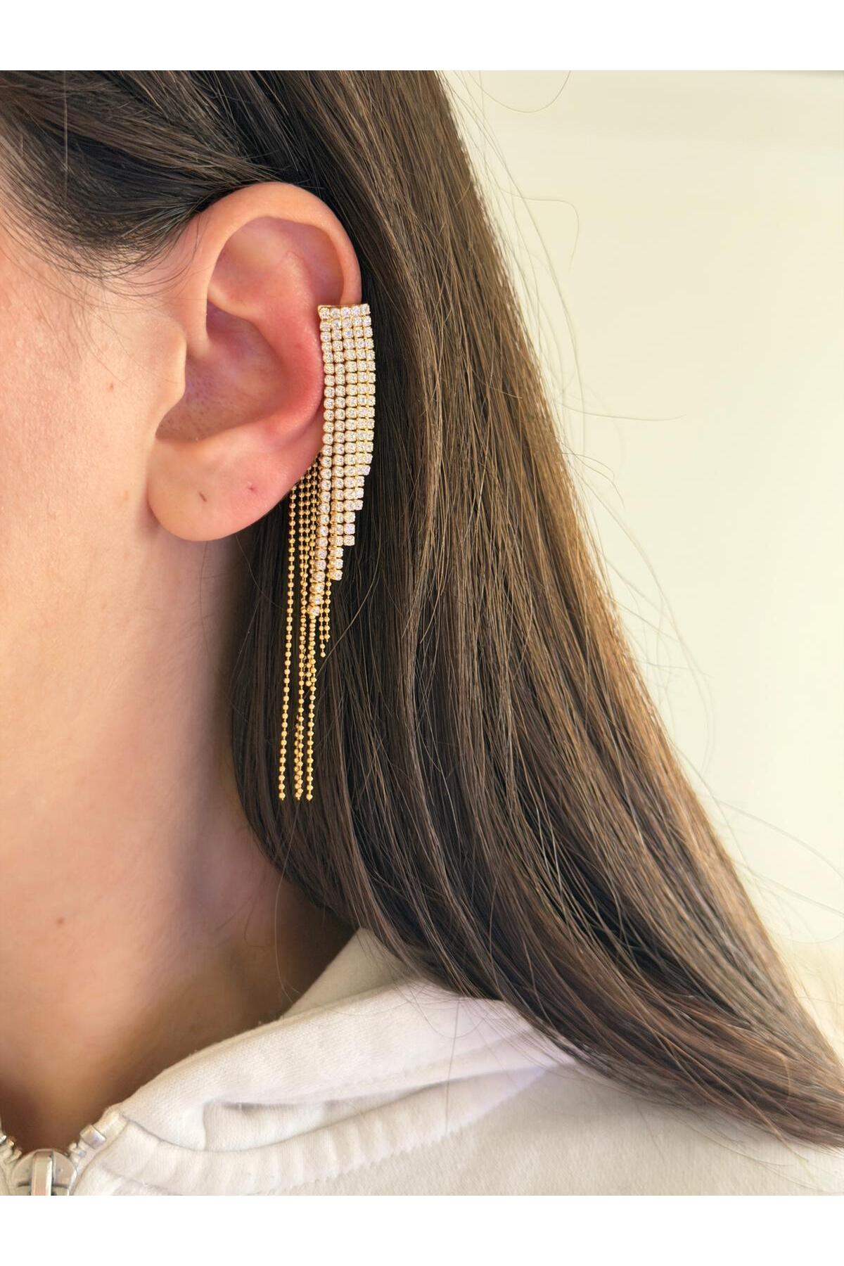 14K Çelik Üzeri Altın Kaplama Özel Seri Kıkırdak Küpe