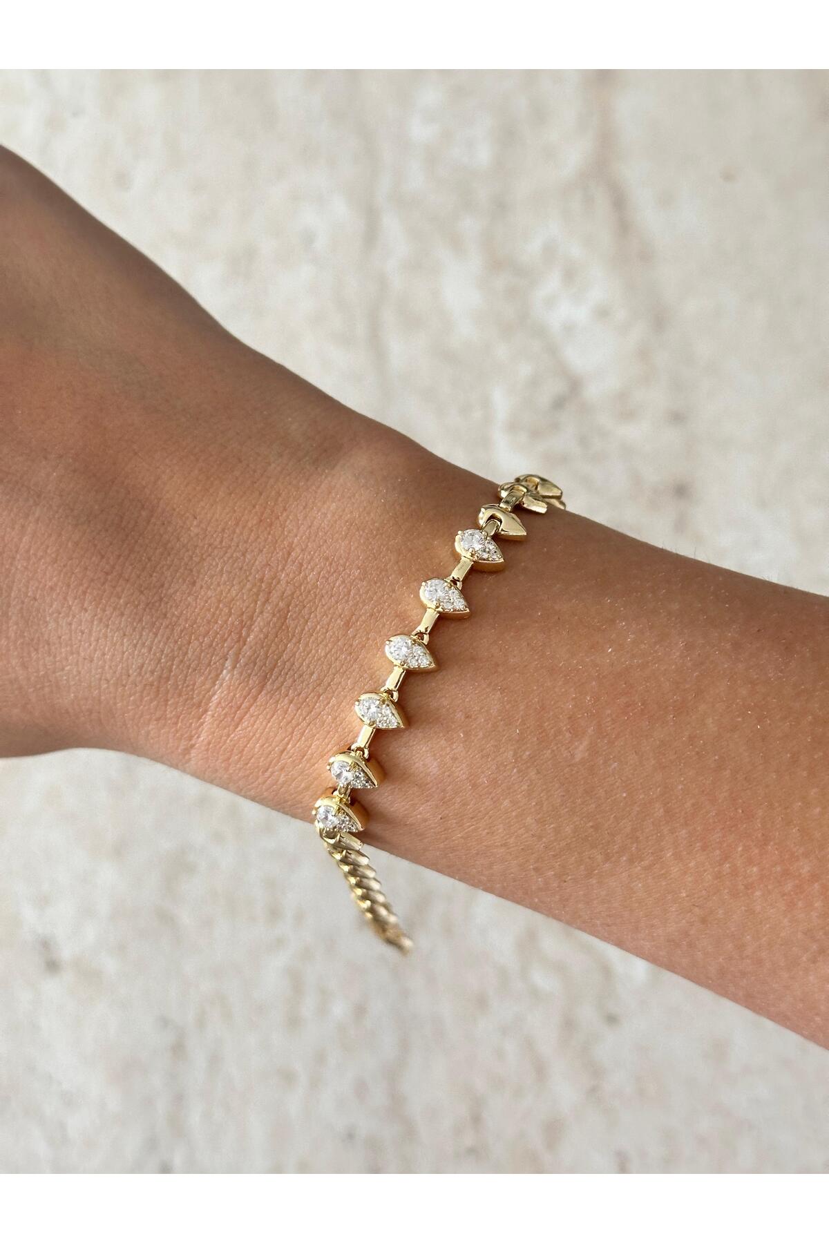 Çelik gold zirkon montürlü bileklik