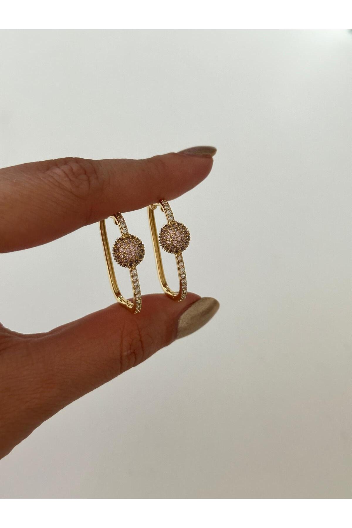 14K Renkli Zirkon Taşlı Küpe