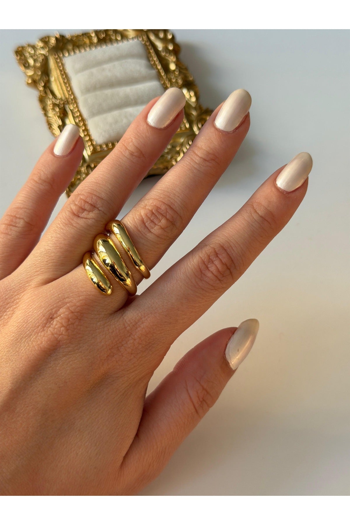 14K Çelik Üzeri Altın Kaplama Ayarlanabilir Basic Yüzük