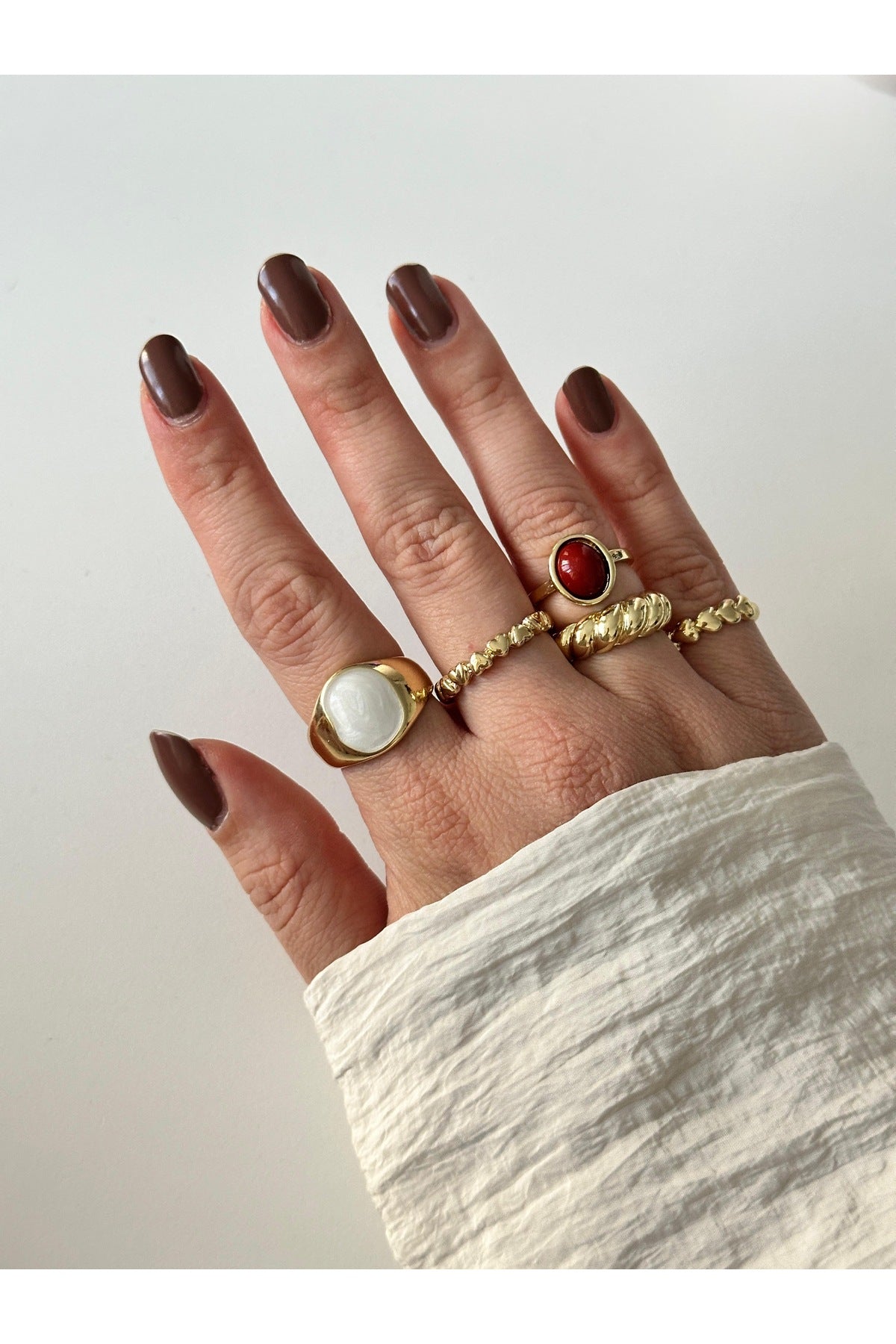 Renkli çoklu yüzük seti