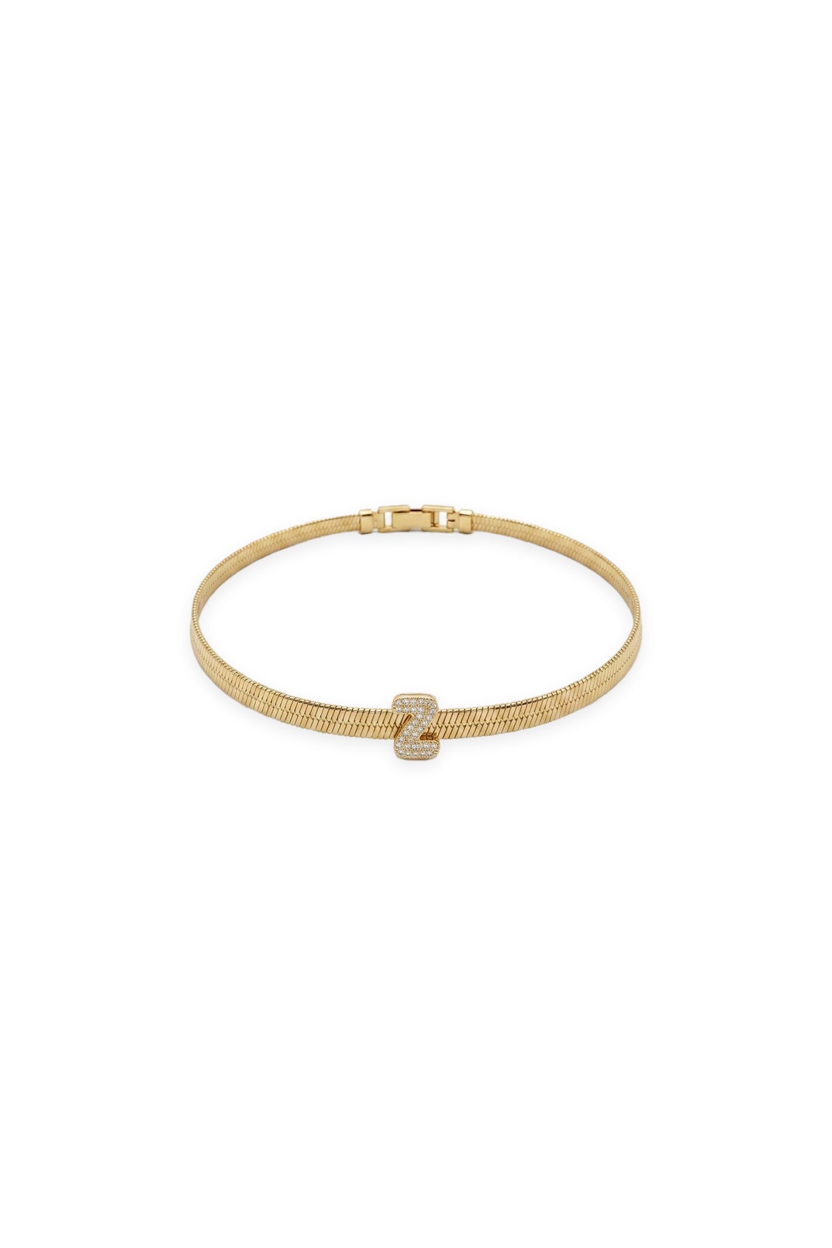 Çelik Üzeri Altın Kaplama Monogram Gold Harf Bileklik - Z