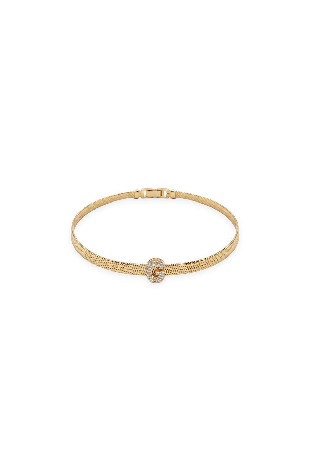 Çelik Üzeri Altın Kaplama Monogram Gold Harf Bileklik - G