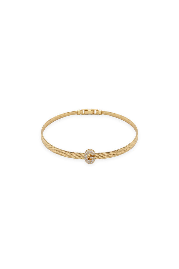 Çelik Üzeri Altın Kaplama Monogram Gold Harf Bileklik - G