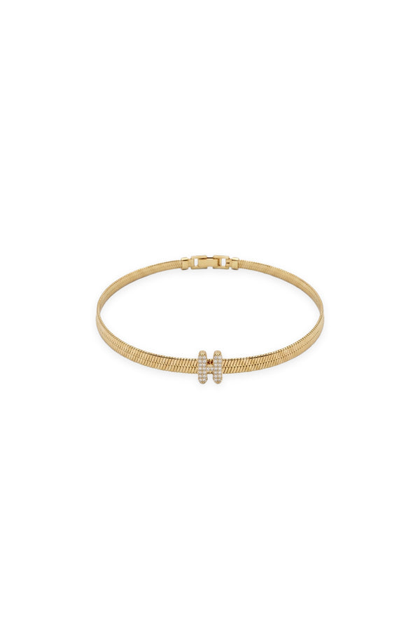 Çelik Üzeri Altın Kaplama Monogram Gold Harf Bileklik - H