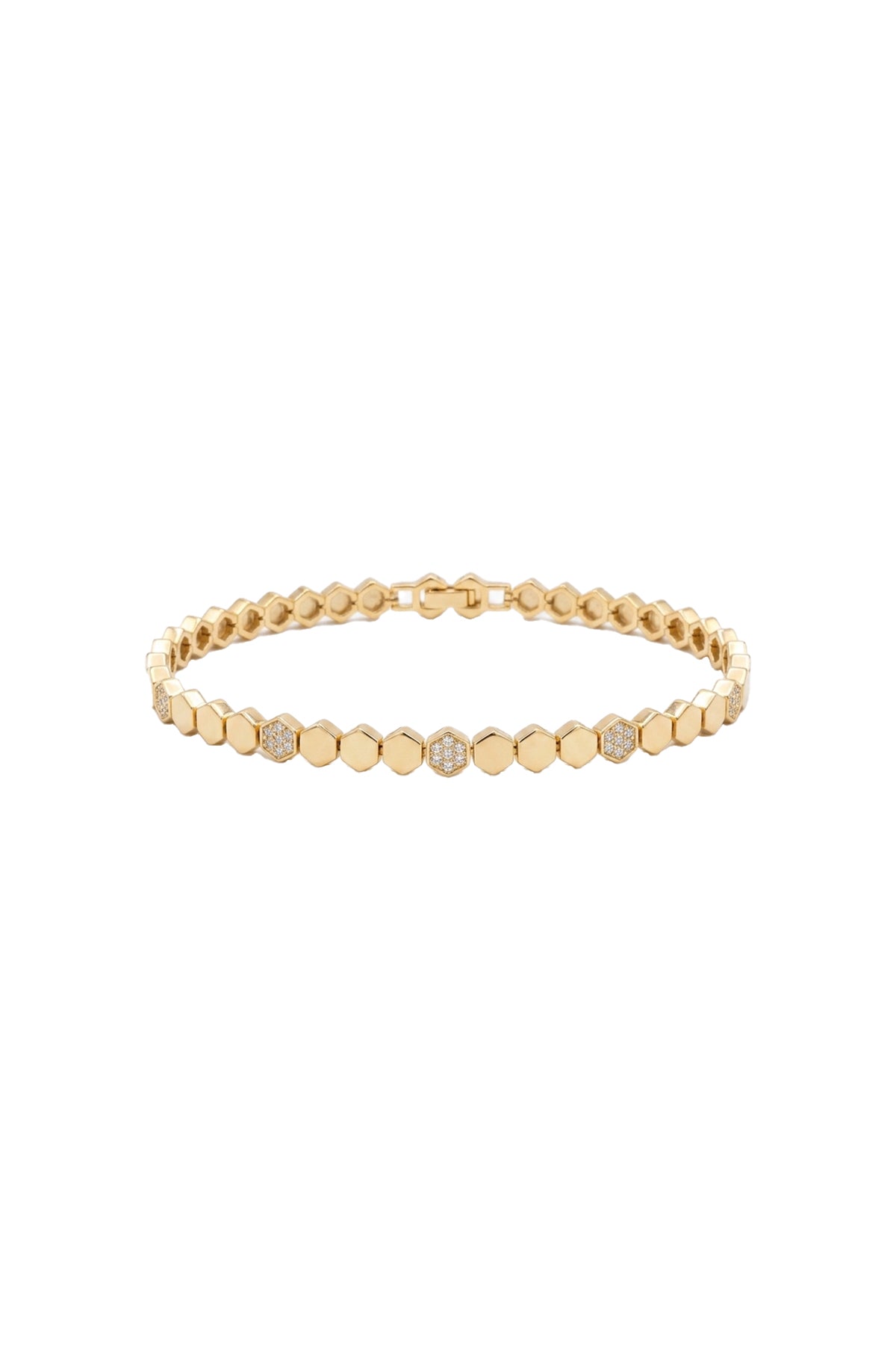 Çelik gold petek zirkon taşlı bileklik