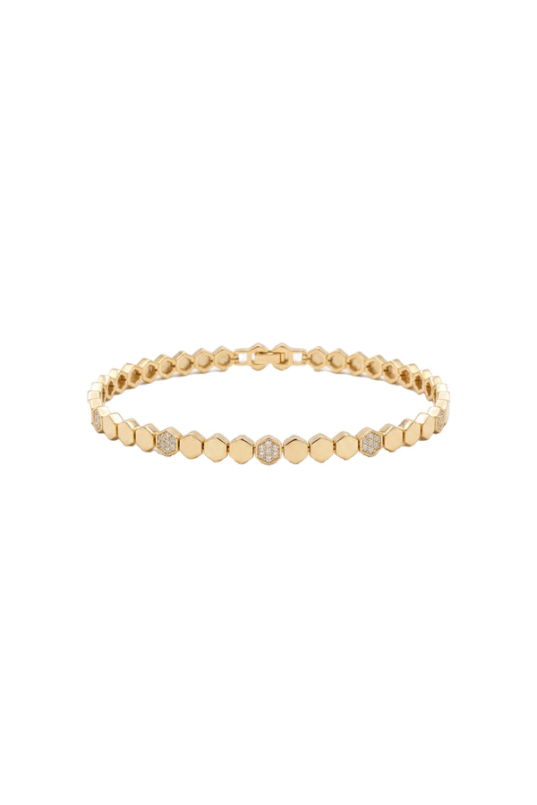 Çelik gold petek zirkon taşlı bileklik