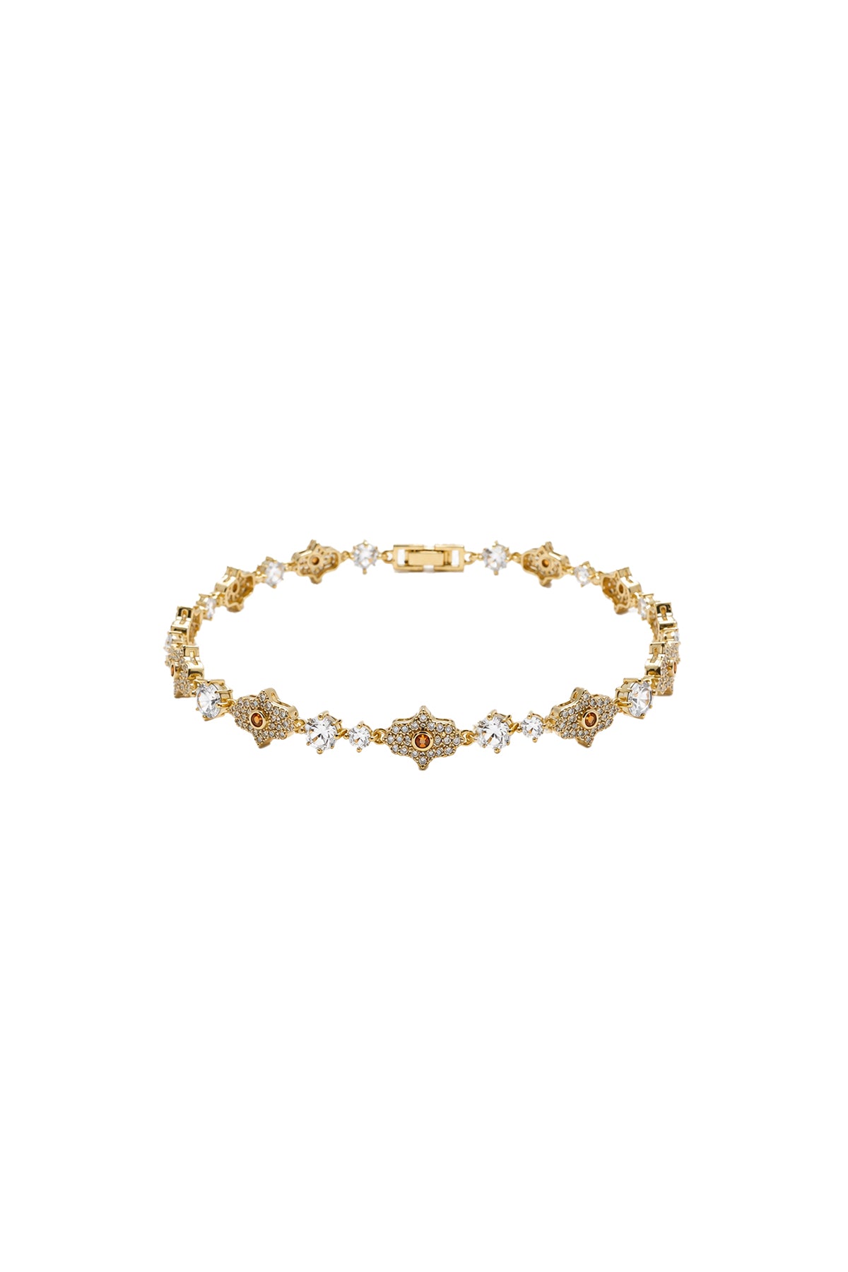 Jewel Garden Collection Çelik Altın Kaplama Hamsa Renkli Zirkon Bileklik