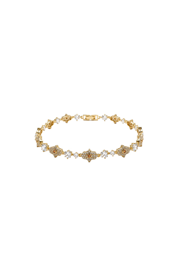 Jewel Garden Collection Çelik Altın Kaplama Hamsa Renkli Zirkon Bileklik