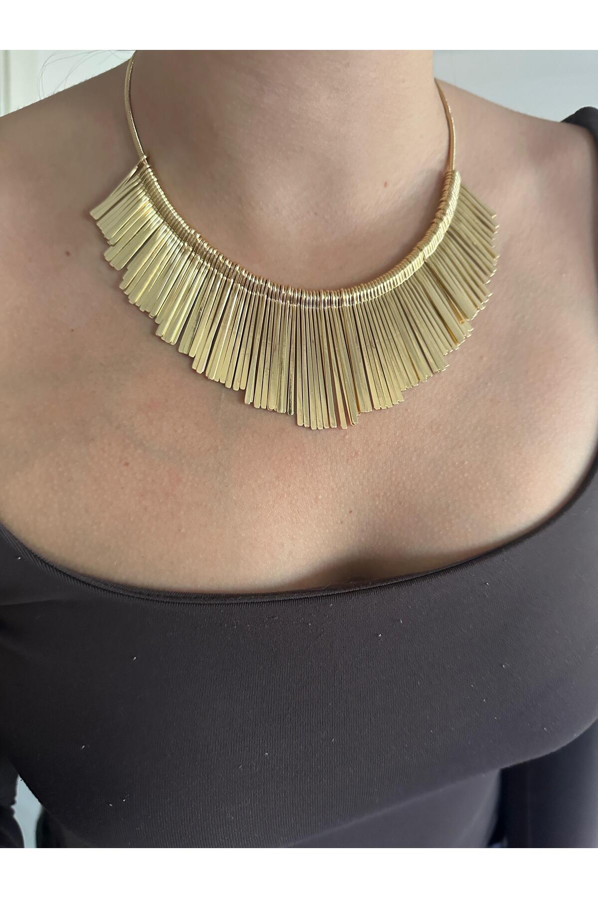 14K Çelik Üzeri Altın Kaplama Gerdan Kolye