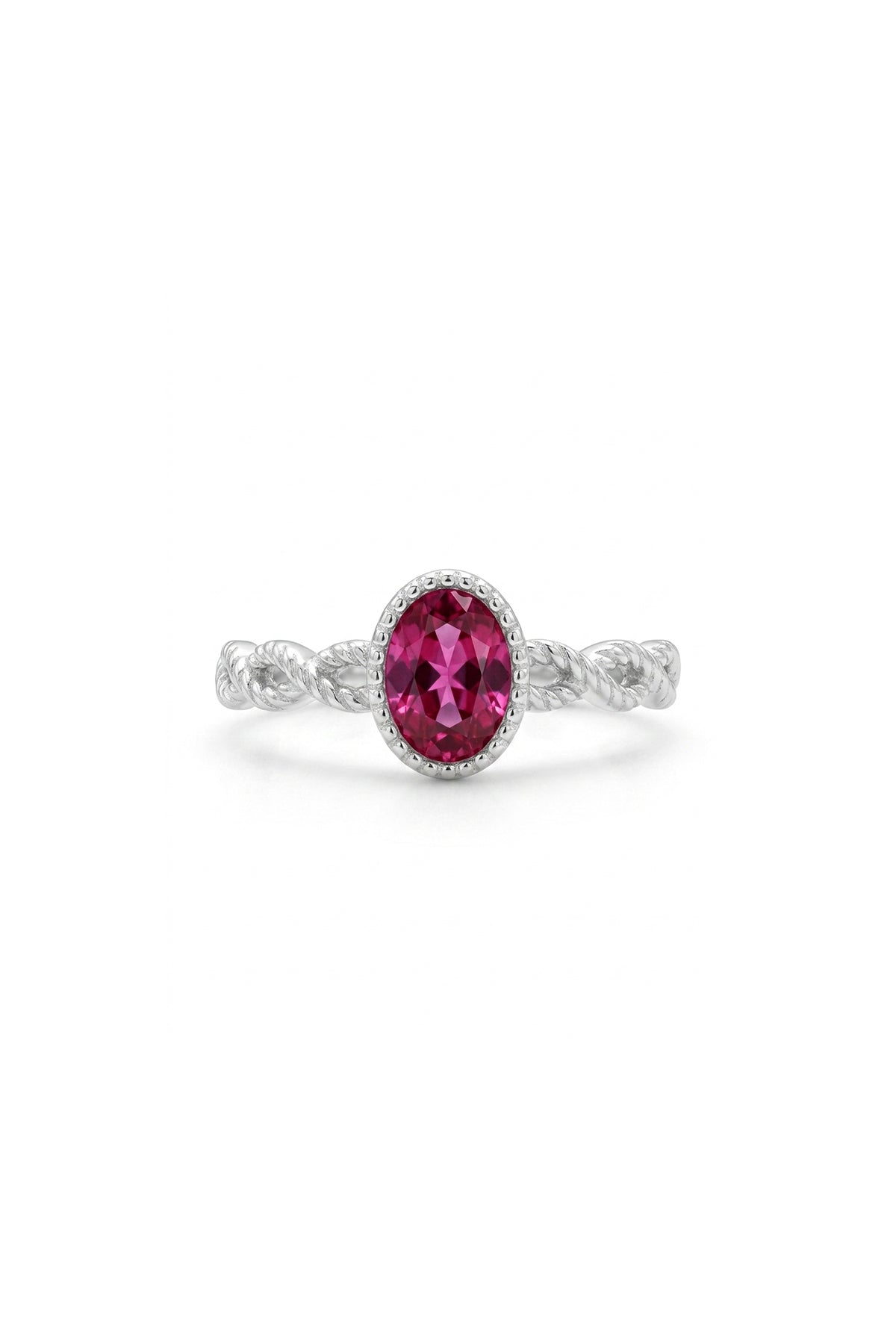 Çelik Elara Oval Taşlı Burgu Yüzük Pembe