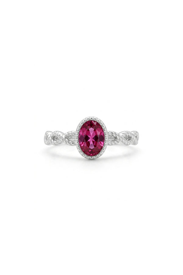 Çelik Elara Oval Taşlı Burgu Yüzük Pembe