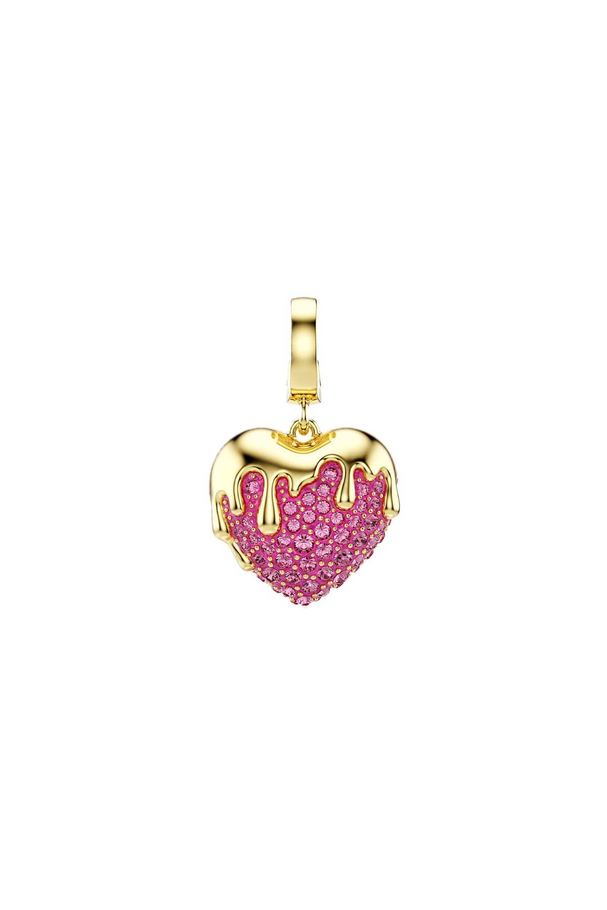 Lydia Pembe Taşlı Kalp Charm Gold
