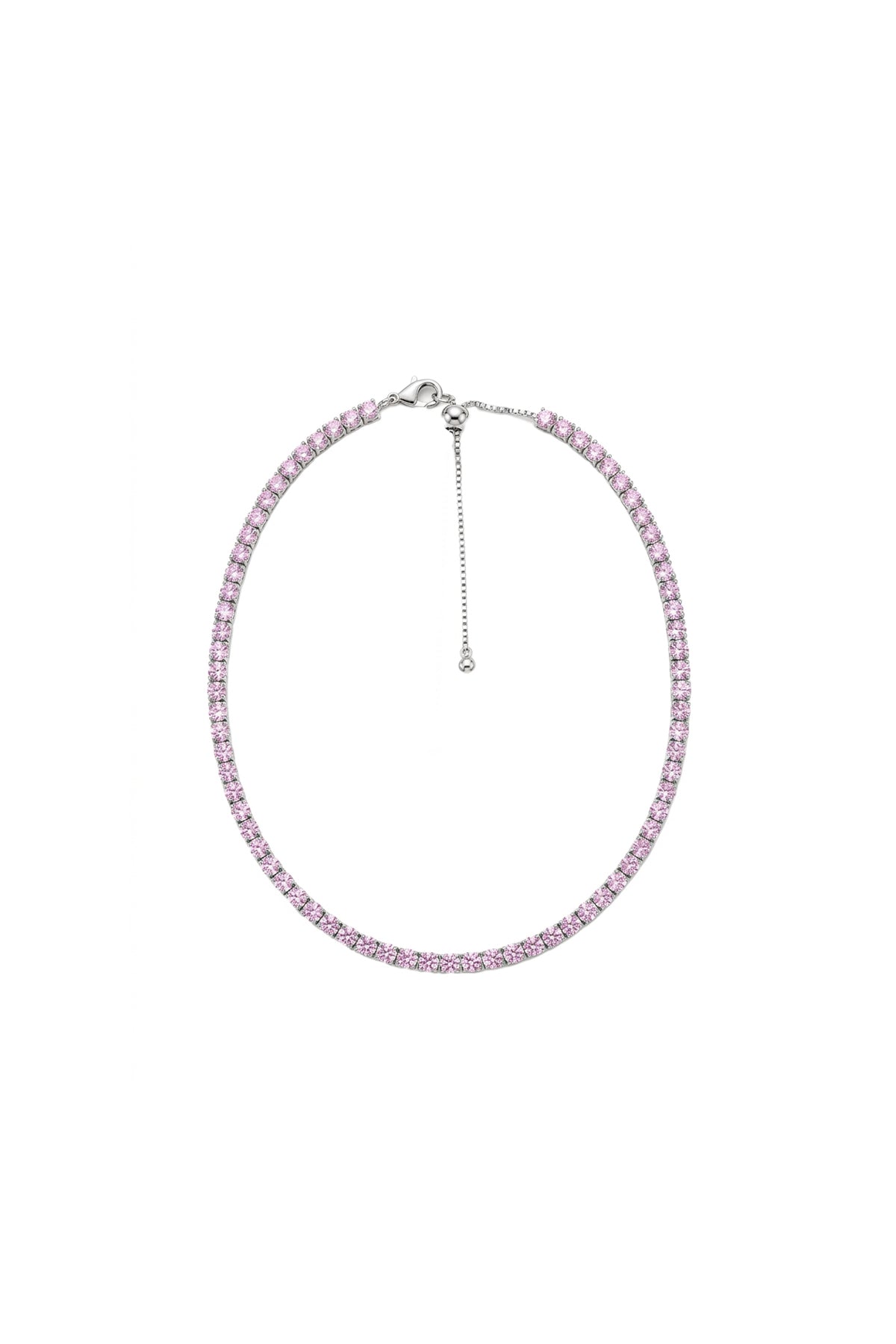 Çelik Zirkon Su Yolu Asansörlü Choker Kolye Pembe