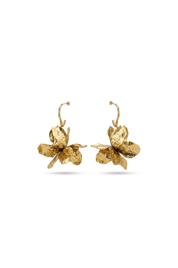 Çelik Orchid Küpe Gold