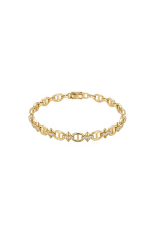 Çelik Üzeri Altın Kaplama Anchor Link Zirkon Bileklik