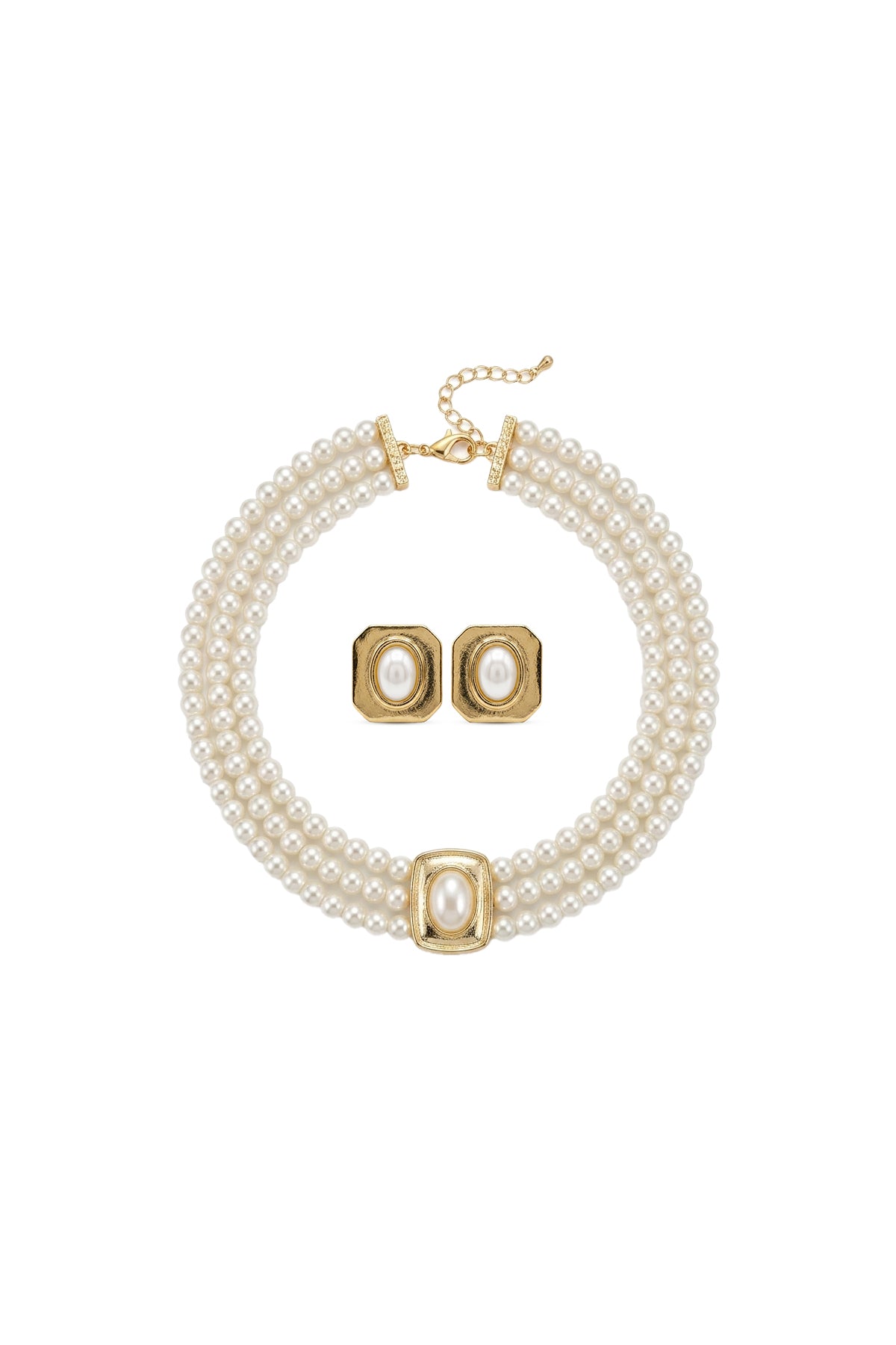 Helena İnci Choker Kolye Küpe Set