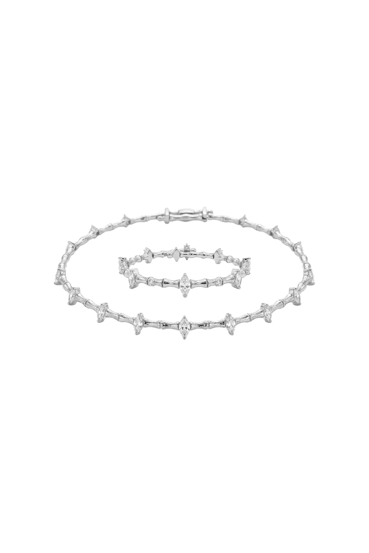 Çelik Özel Seri Markiz Esnek Gümüş Choker ve Bileklik Set