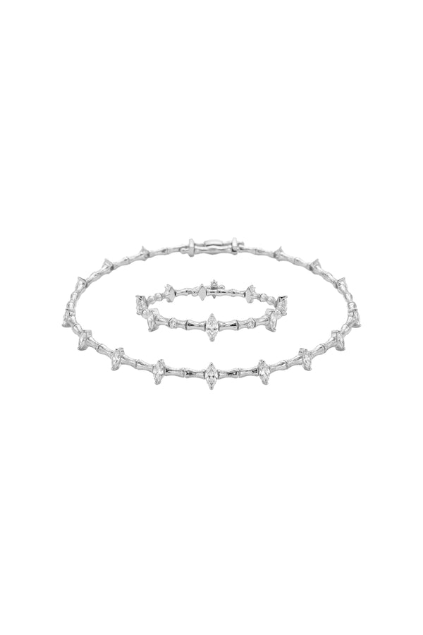 Çelik Özel Seri Markiz Esnek Gümüş Choker ve Bileklik Set
