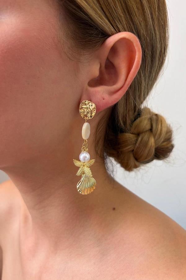 Çelik Sea Shell Collection Pearl Tide Küpe
