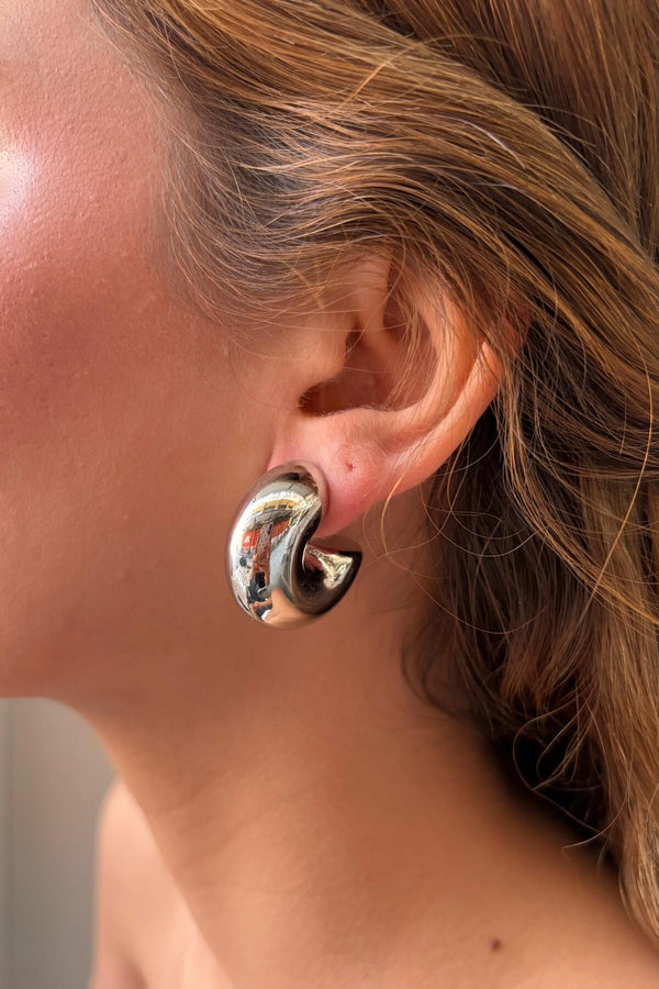 Çelik bubble küpe gümüş