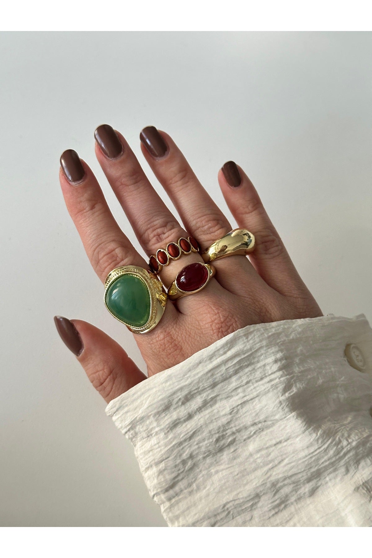 Renkli çoklu yüzük seti