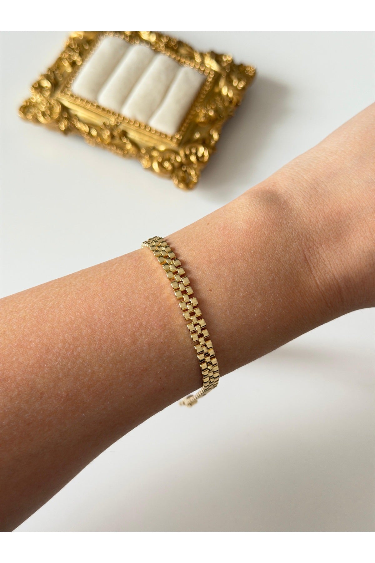 Çelik gold kordon bileklik