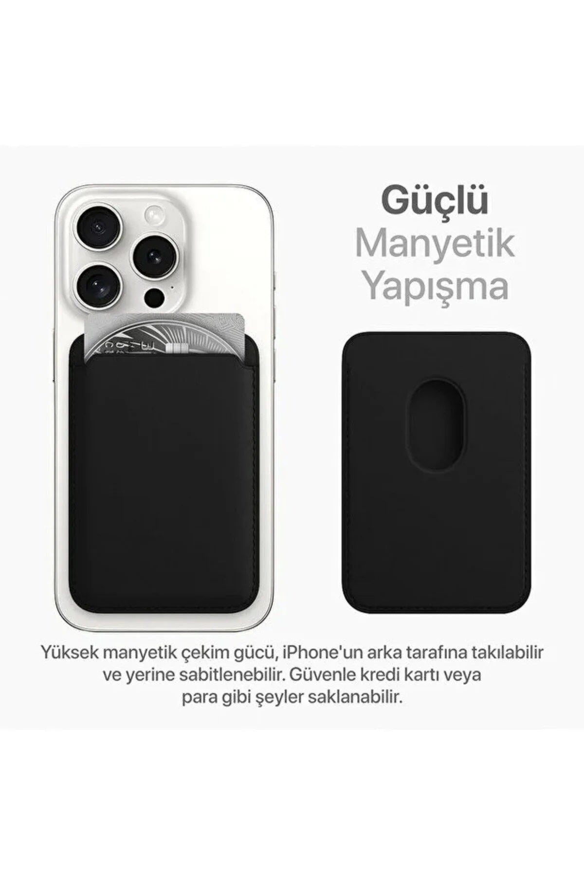 MagSafe Uyumlu Telefon Kartlığı iPhone Uyumlu Güçlü Manyetik Tüm Telefon Modelleri Siyah