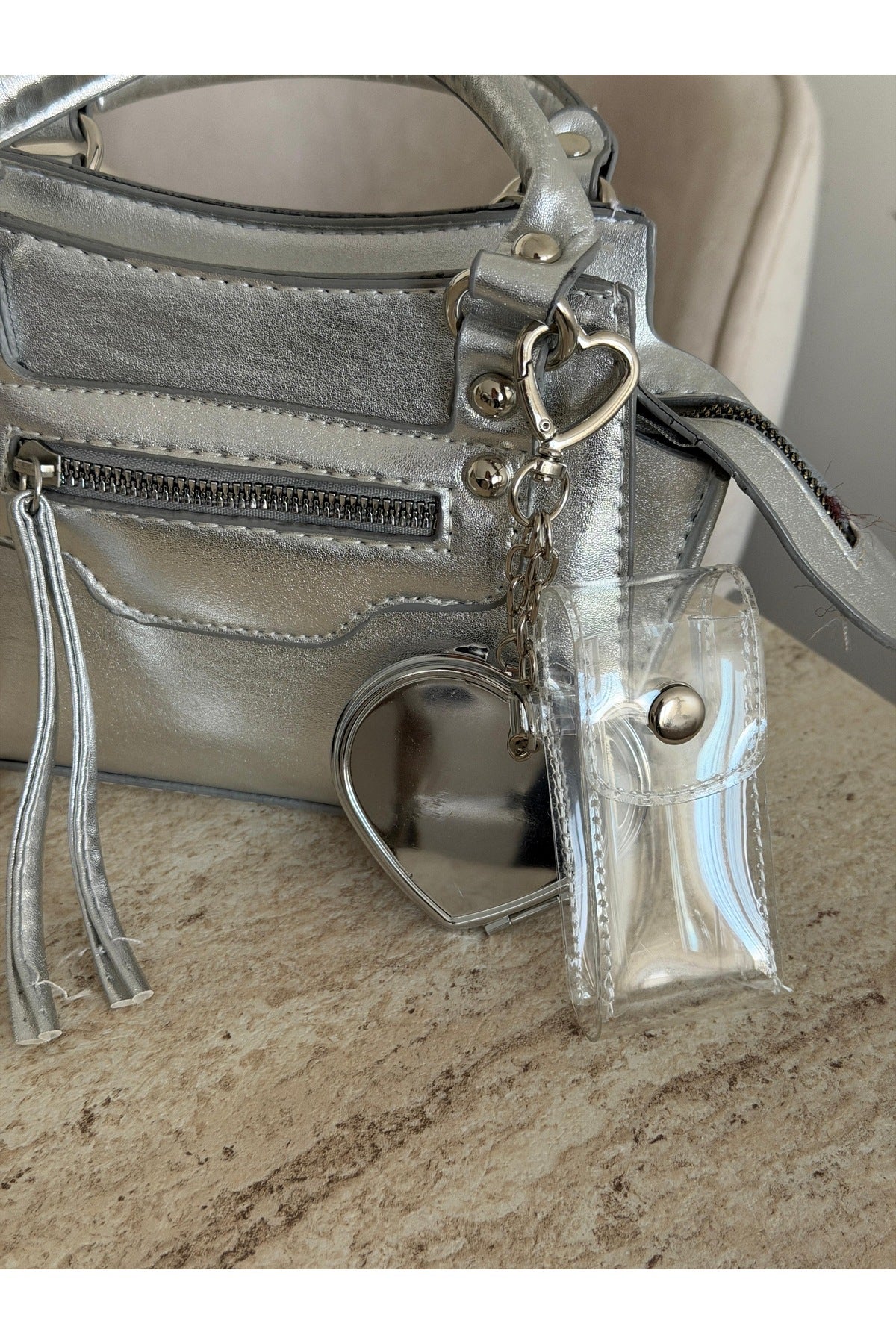 Kadın Gloss ayna çanta Charm çanta aksesuarı