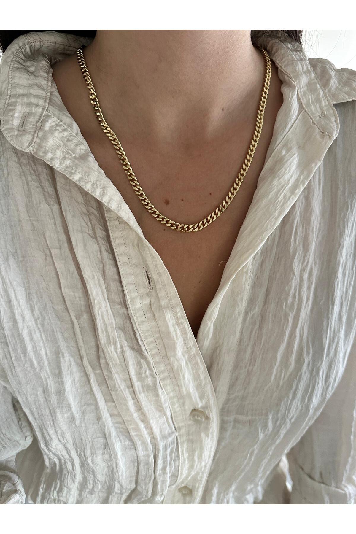 14K Çelik Üzeri Altın Kaplama Kuyumcu İşçiliği Zincir