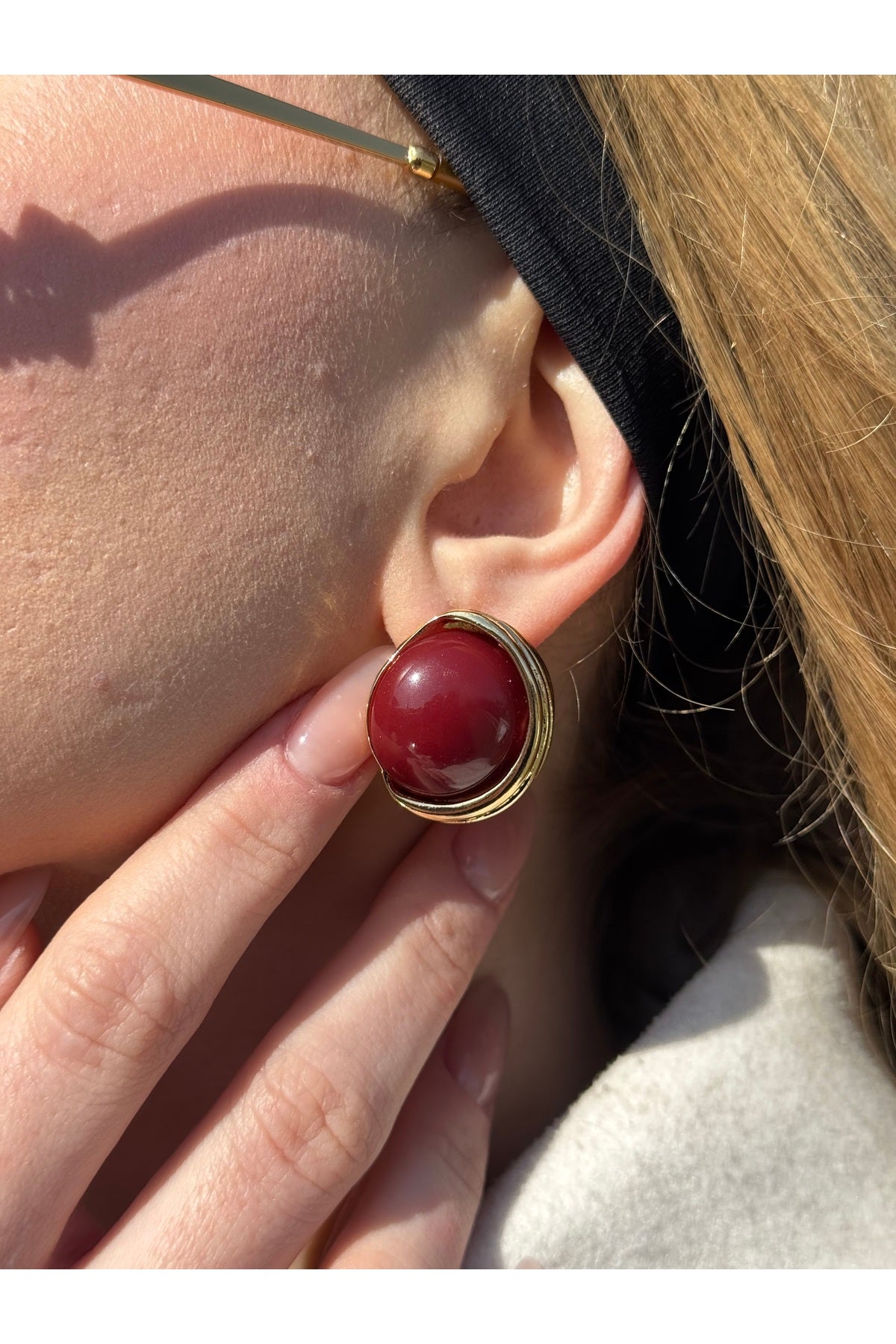 Çelik julya bordo küpe