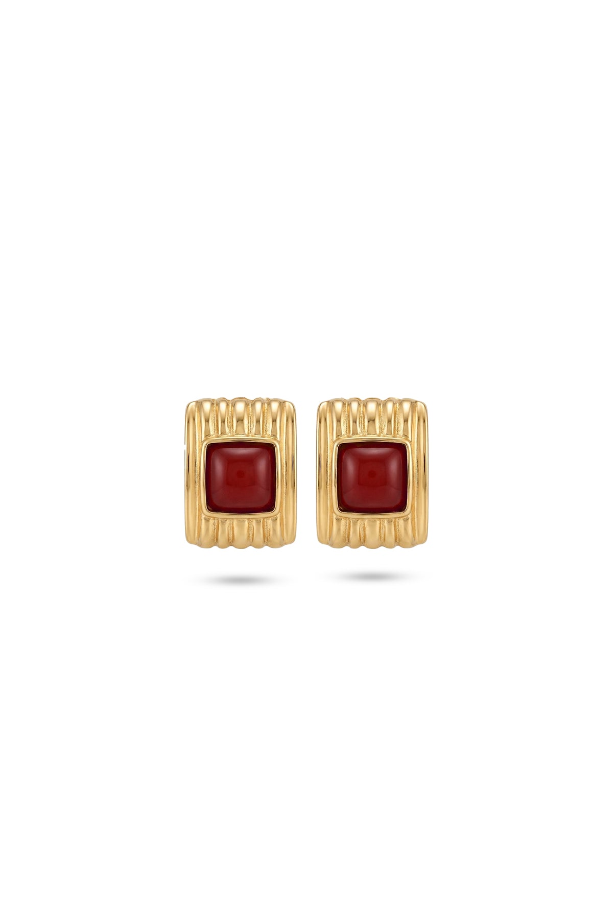 Çelik gold lily bordo küpe