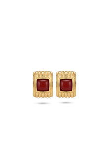 Çelik gold lily bordo küpe