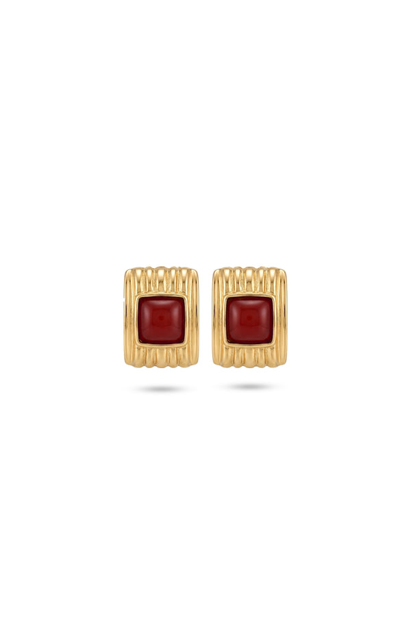 Çelik gold lily bordo küpe