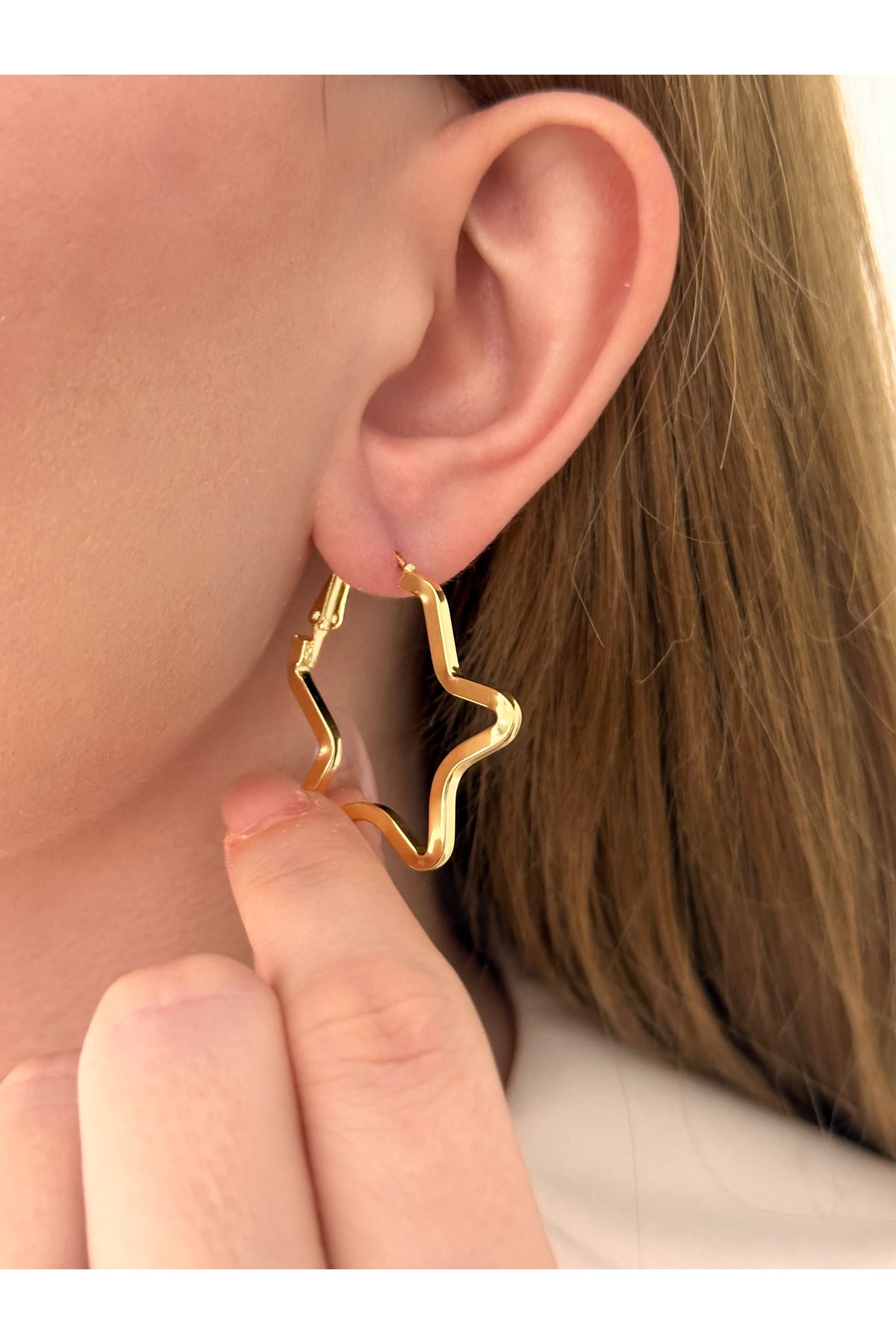 Çelik özel seri yıldız küpe