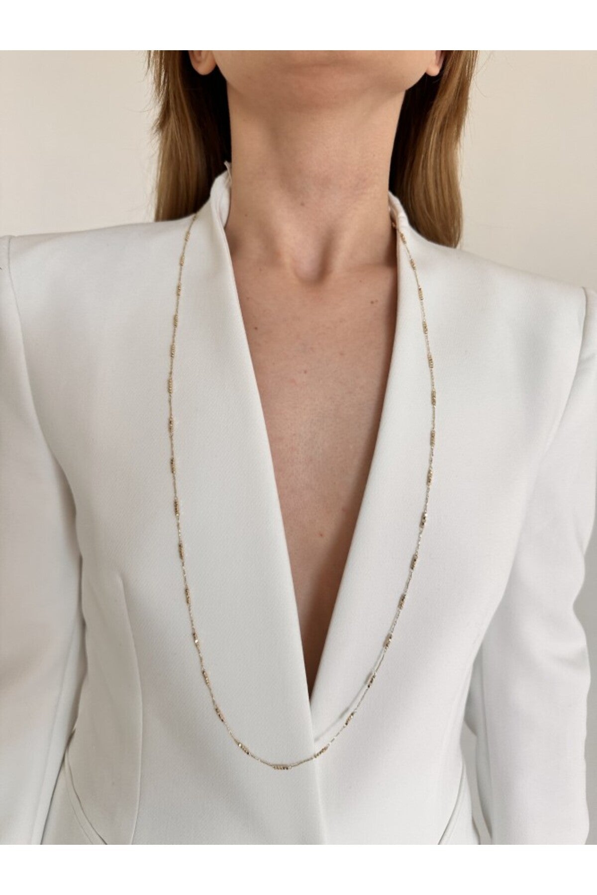 14K Çelik Üzeri Özel Seri 90 Cm Kolye