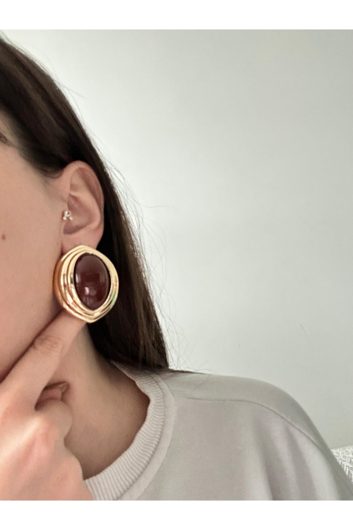 14K Olip Koyu Renk Küpe