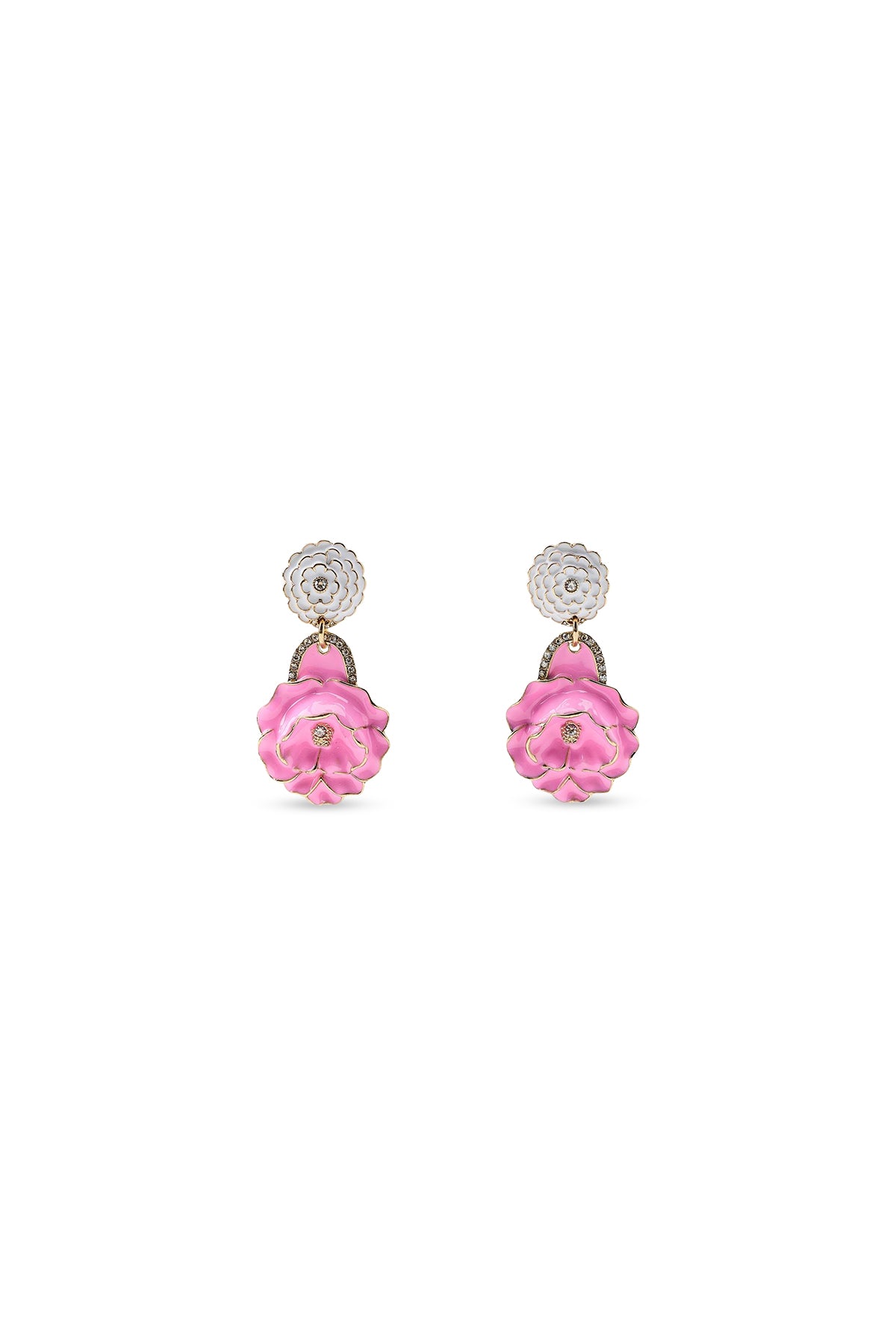 Çelik ZR Pembe Çiçek Sallantılı Küpe