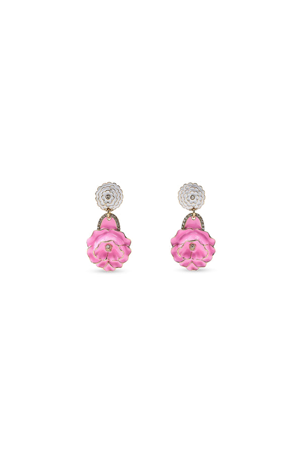 Çelik ZR Pembe Çiçek Sallantılı Küpe
