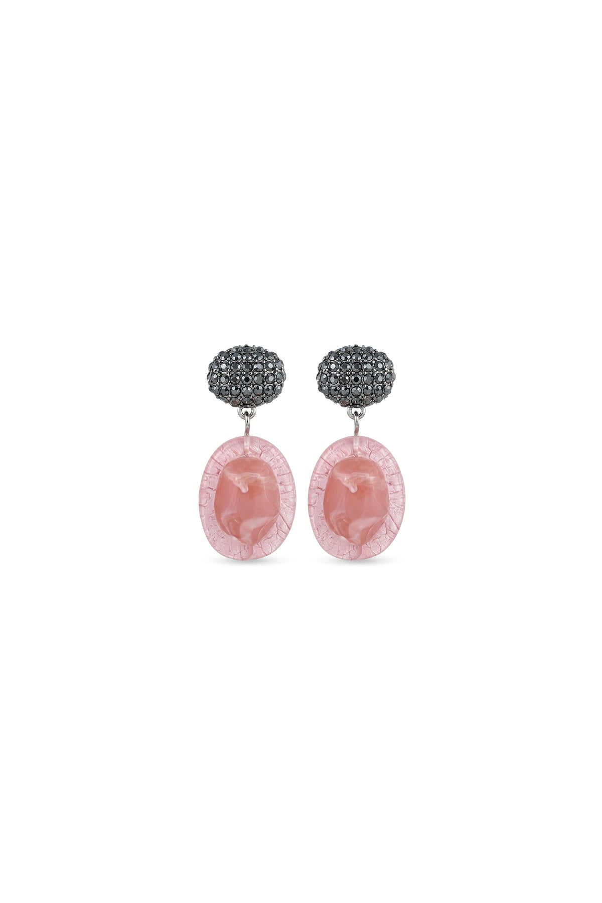 ZR Parlak Taşlı Sallantılı Küpe Pembe
