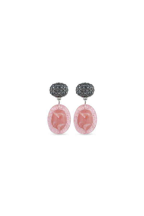 ZR Parlak Taşlı Sallantılı Küpe Pembe