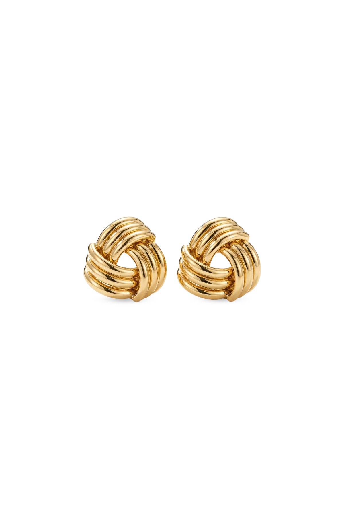 Çelik mini düğüm sarmal küpe gold