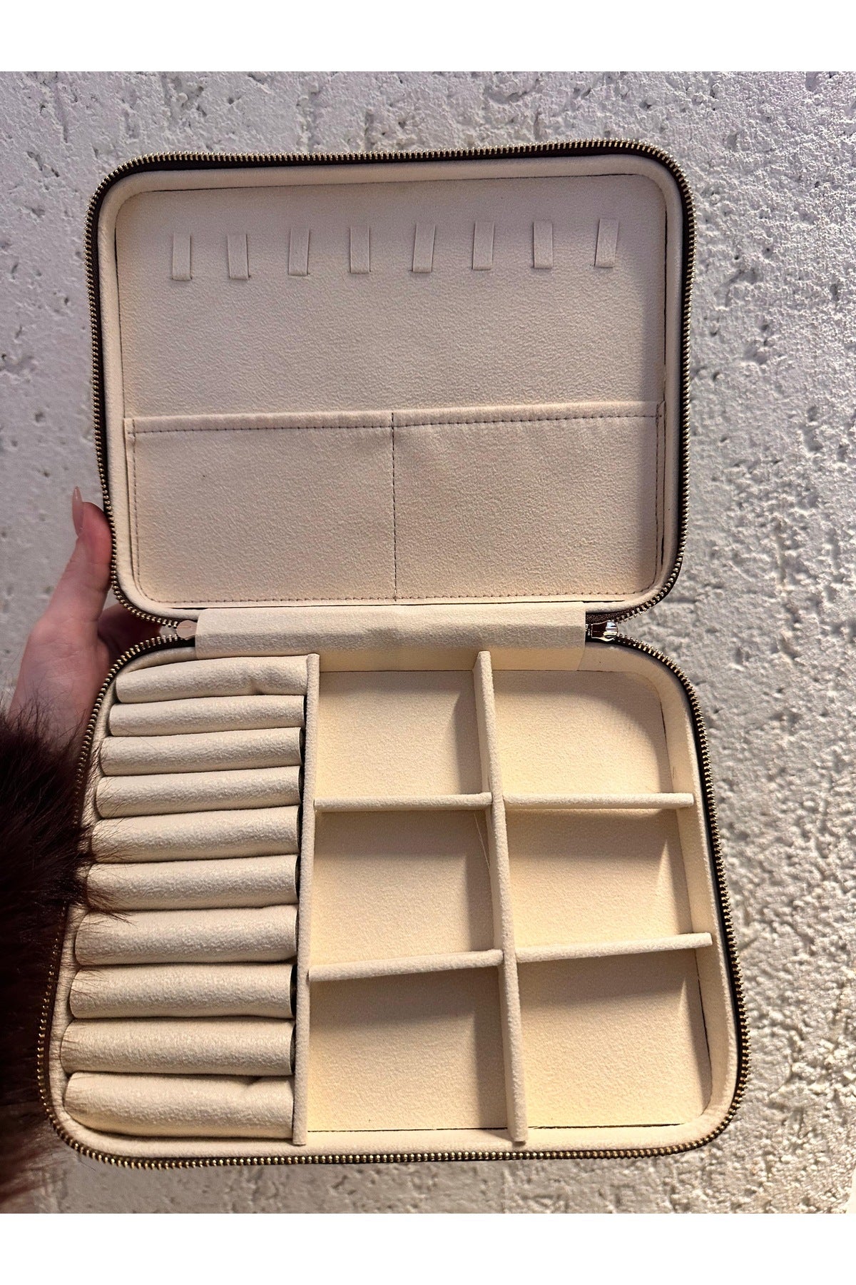 Kişiye özel isim yazılı suni deri büyük boy takı ve mücevher çantası - organizer box