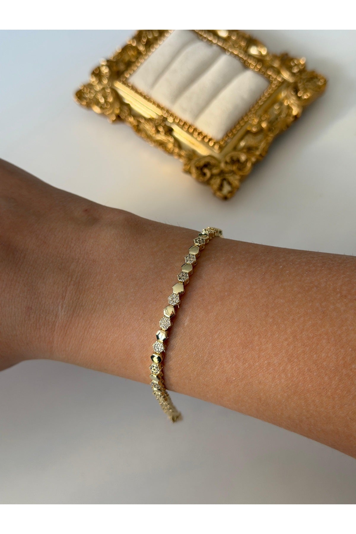 Çelik özel seri mini zirkon petek bileklik