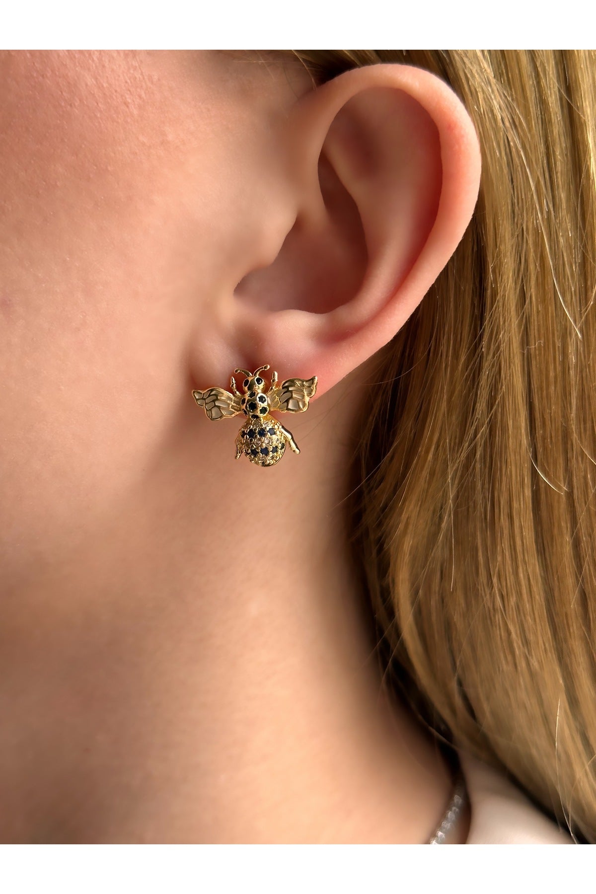 14K Renkli Zirkon Taşlı Küpe