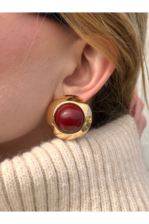 Kadın Çelik gold trin bordo küpe