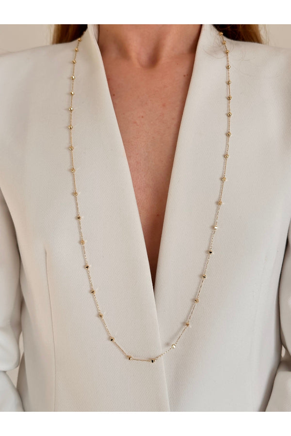 Çelik üzeri altın kaplama Dorika top 90 cm kolye